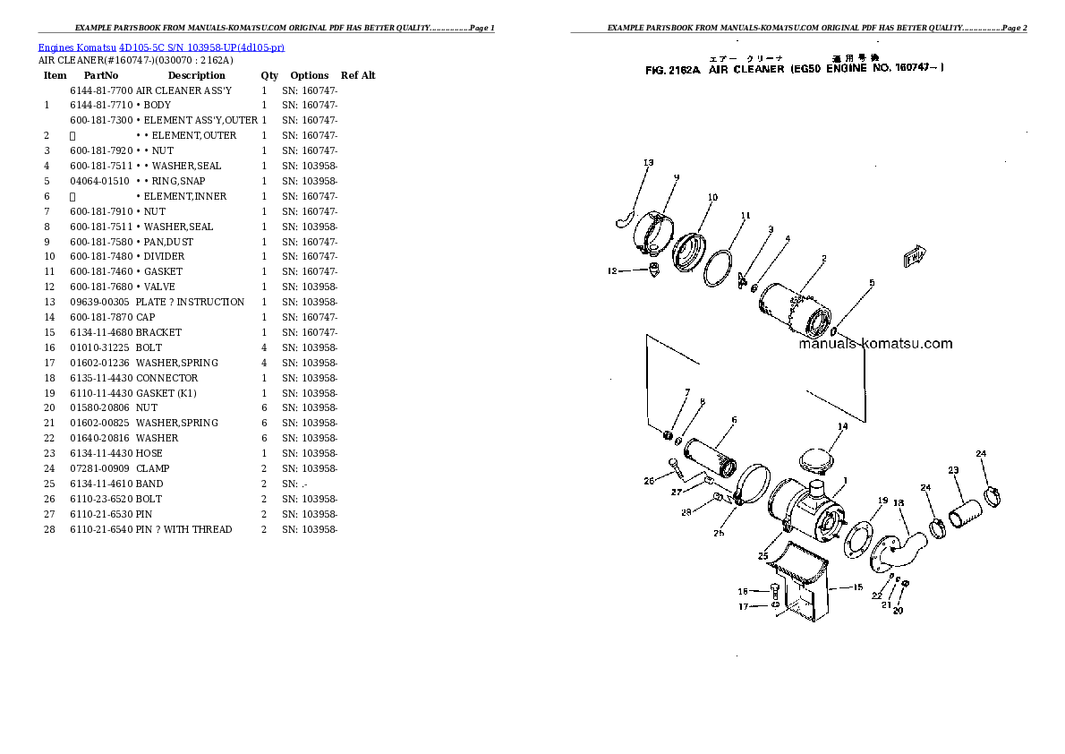 Protected: 4D105-5C S/N 103958-UP Partsbook