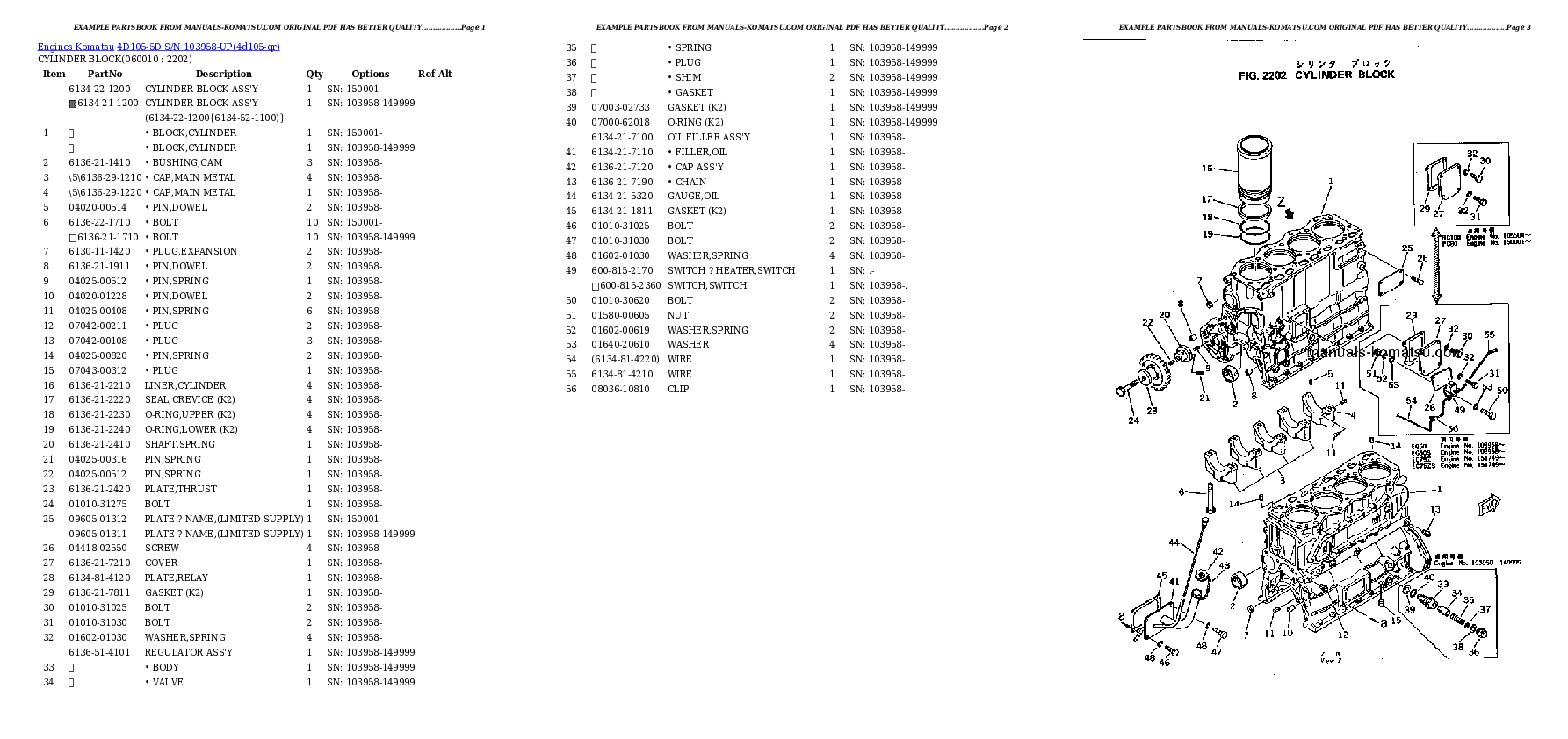 Protected: 4D105-5D S/N 103958-UP Partsbook