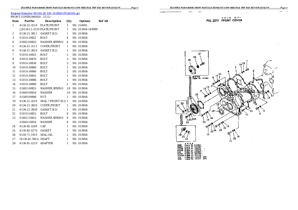 Protected: 4D105-5D S/N 103958-UP Partsbook