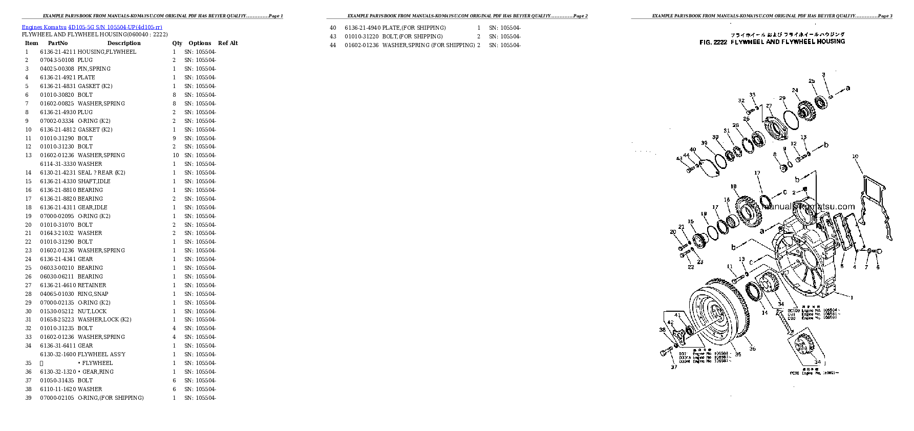 Protected: 4D105-5G S/N 105504-UP Partsbook