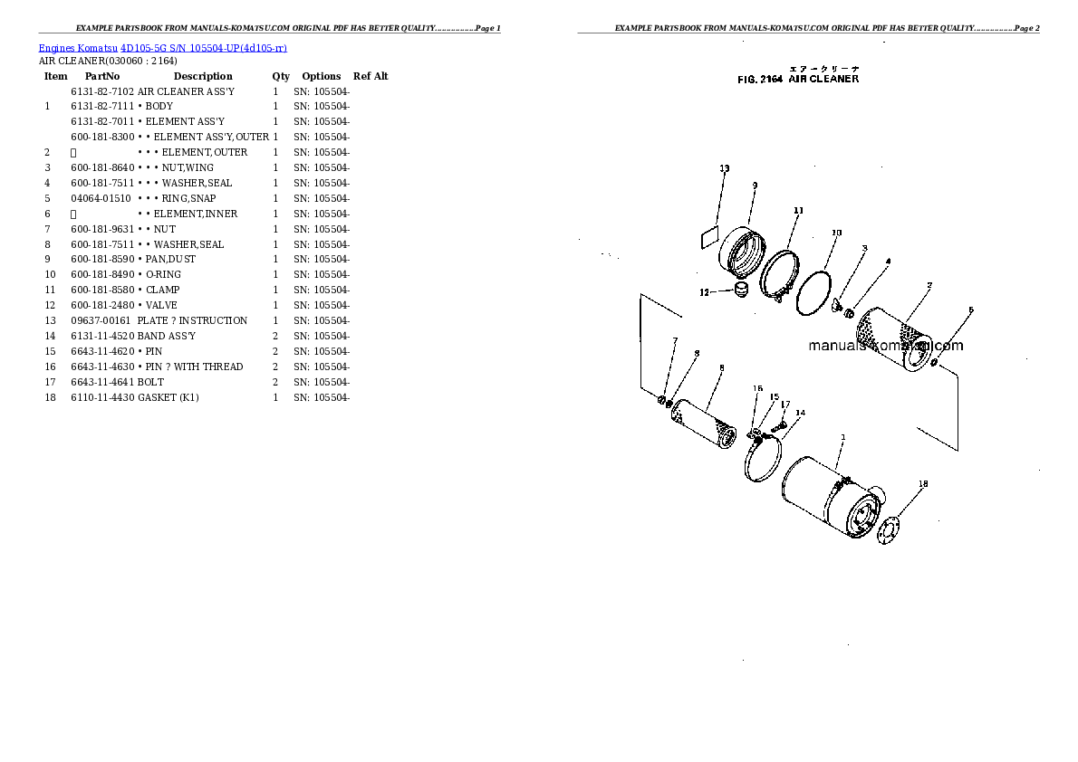 Protected: 4D105-5G S/N 105504-UP Partsbook