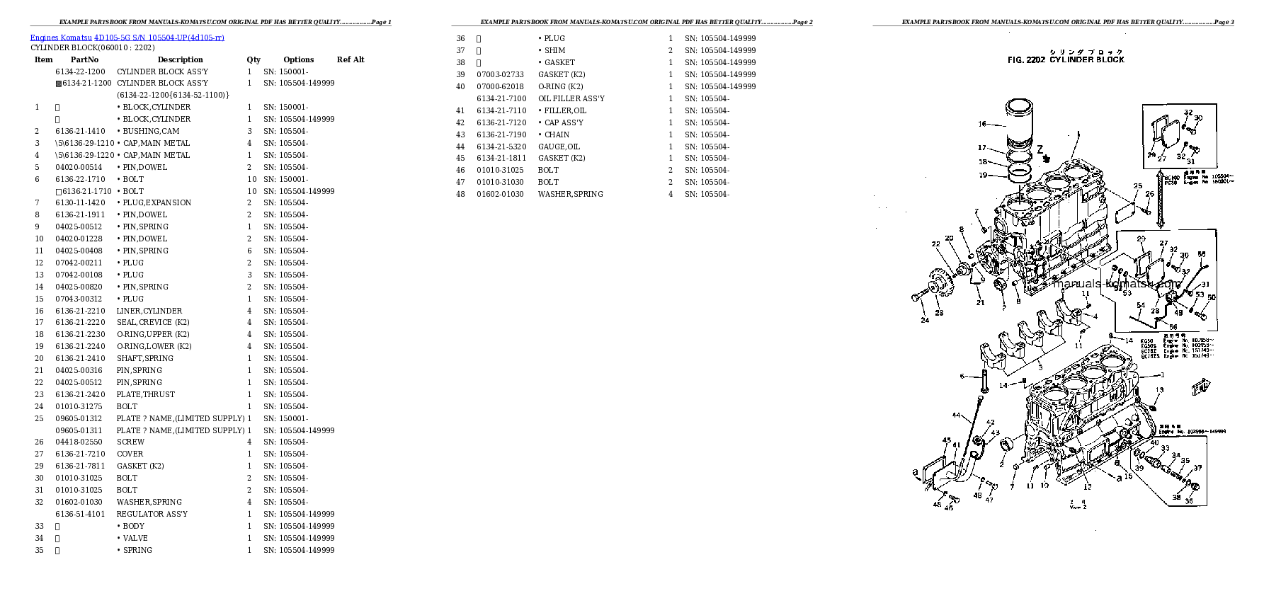 Protected: 4D105-5G S/N 105504-UP Partsbook