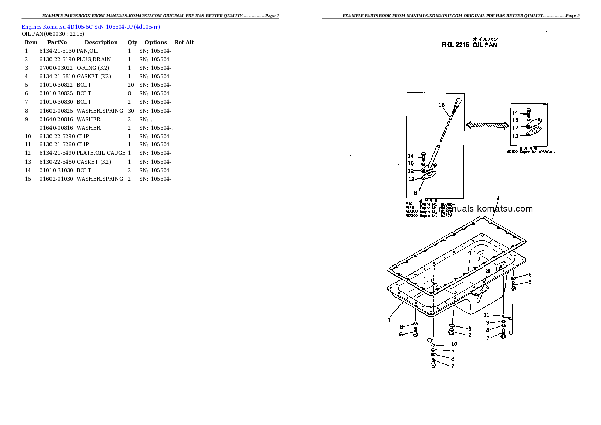 Protected: 4D105-5G S/N 105504-UP Partsbook