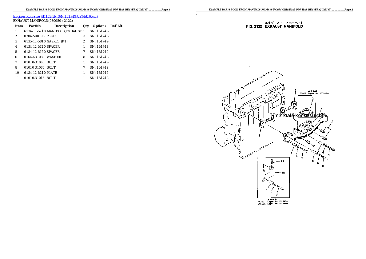 Protected: 4D105-5N S/N 151749-UP Partsbook