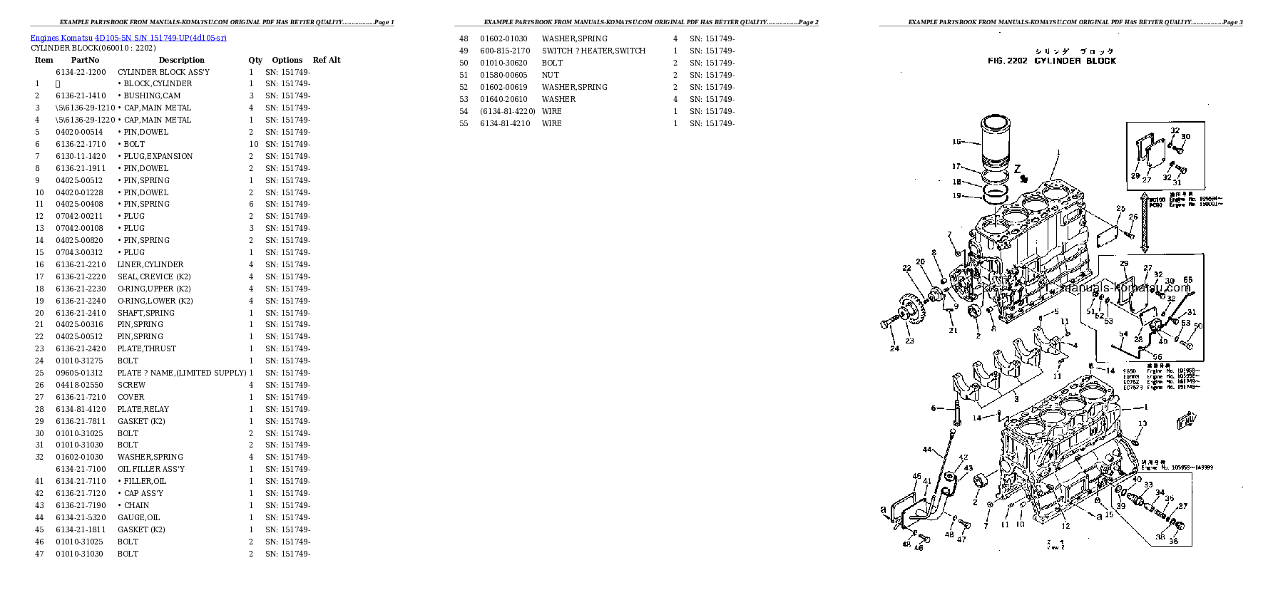 Protected: 4D105-5N S/N 151749-UP Partsbook