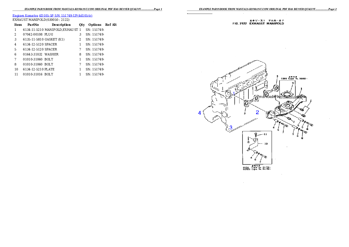 Protected: 4D105-5P S/N 151749-UP Partsbook