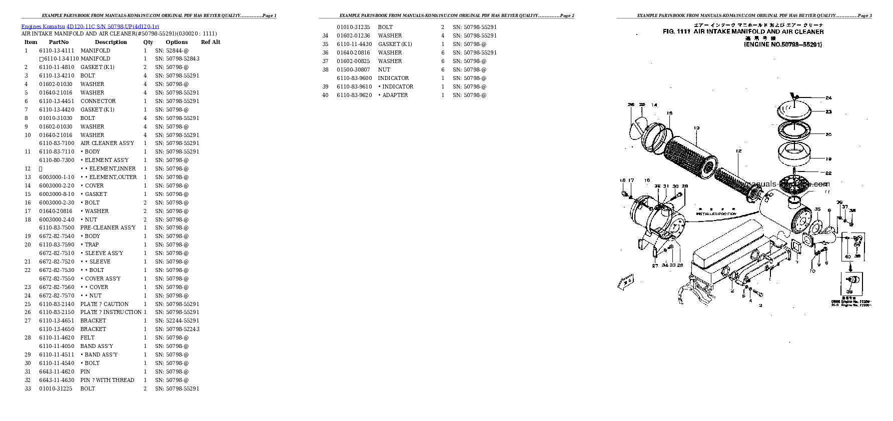 4D120-11C S/N 50798-UP Partsbook