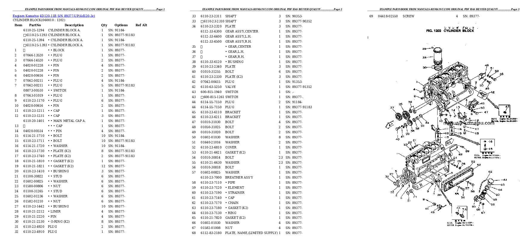 Protected: 4D120-11B S/N 89377-UP Partsbook