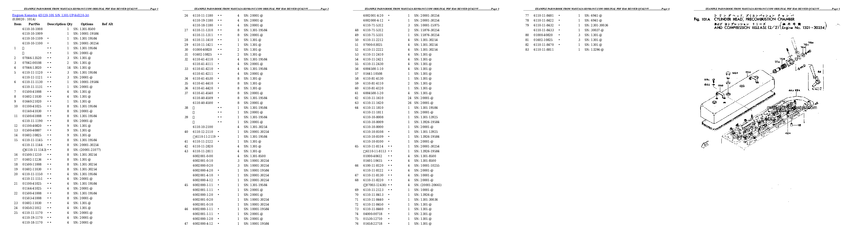 4D120-10S S/N 1301-UP Partsbook