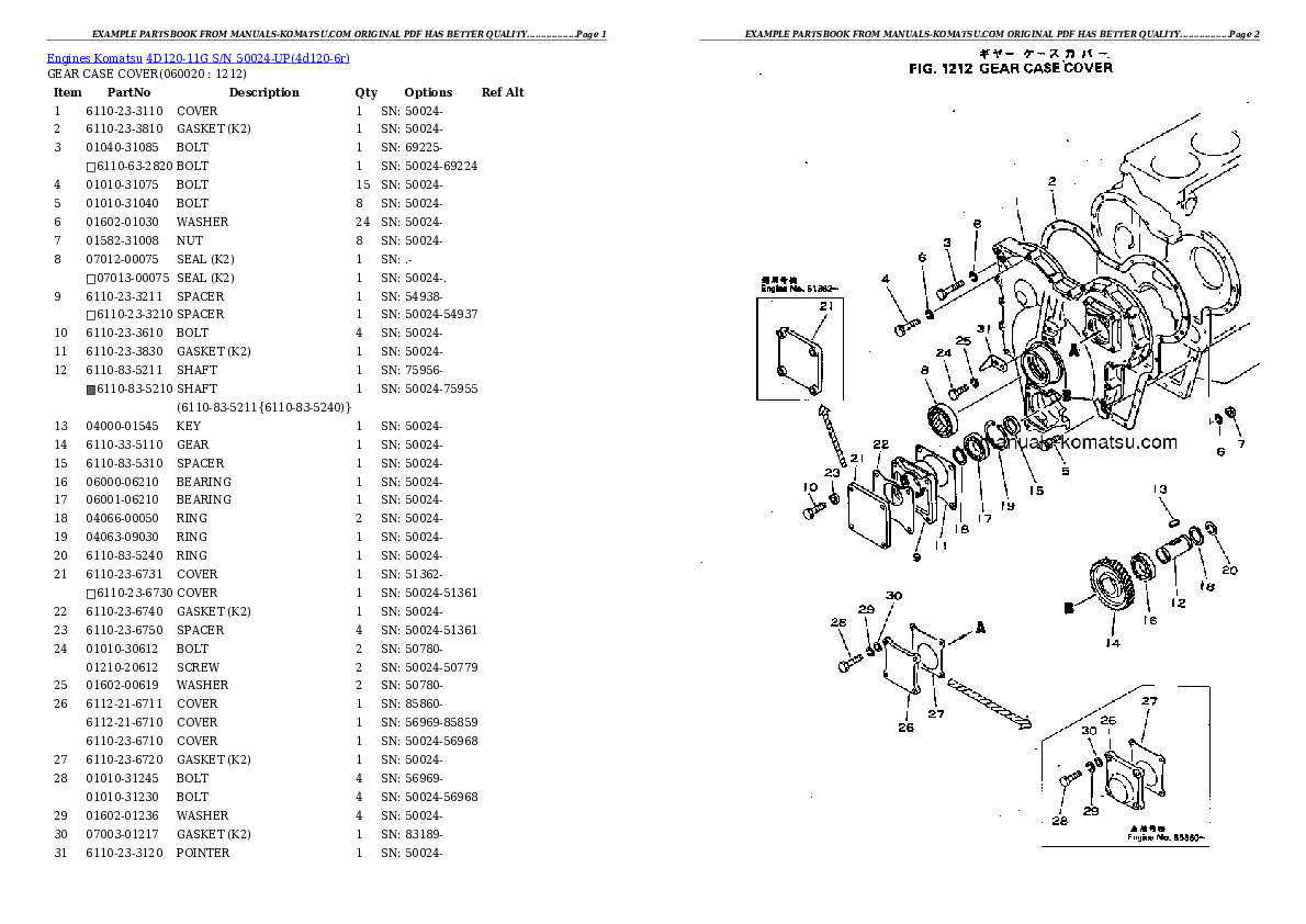 Protected: 4D120-11G S/N 50024-UP Partsbook