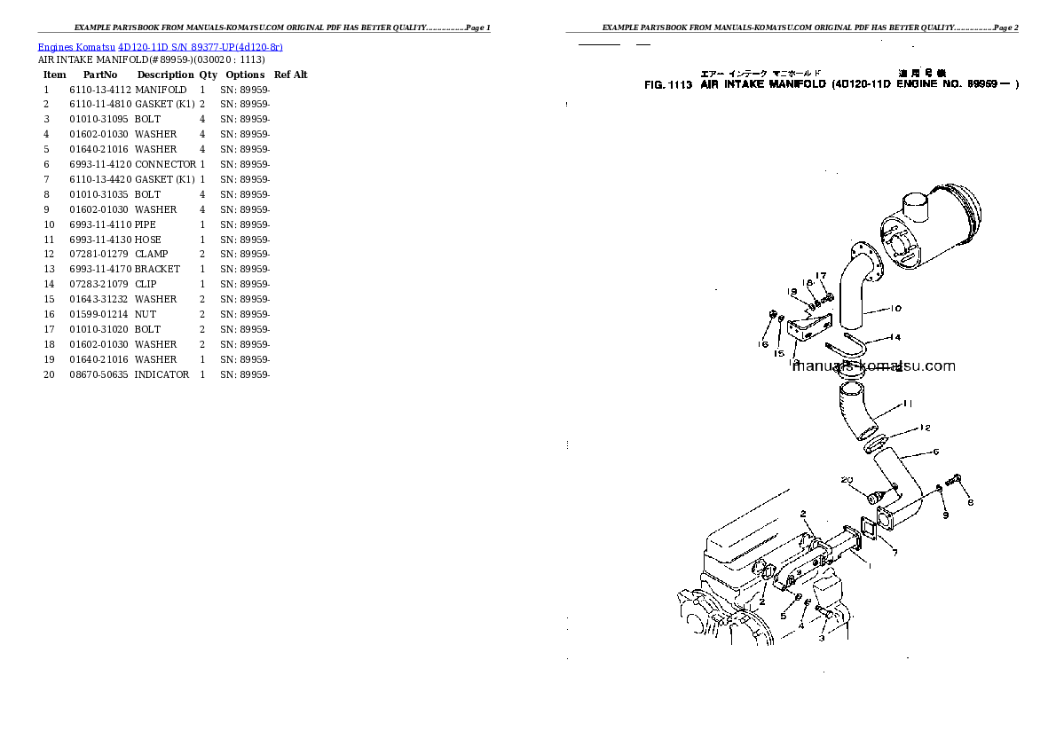 4D120-11D S/N 89377-UP Partsbook