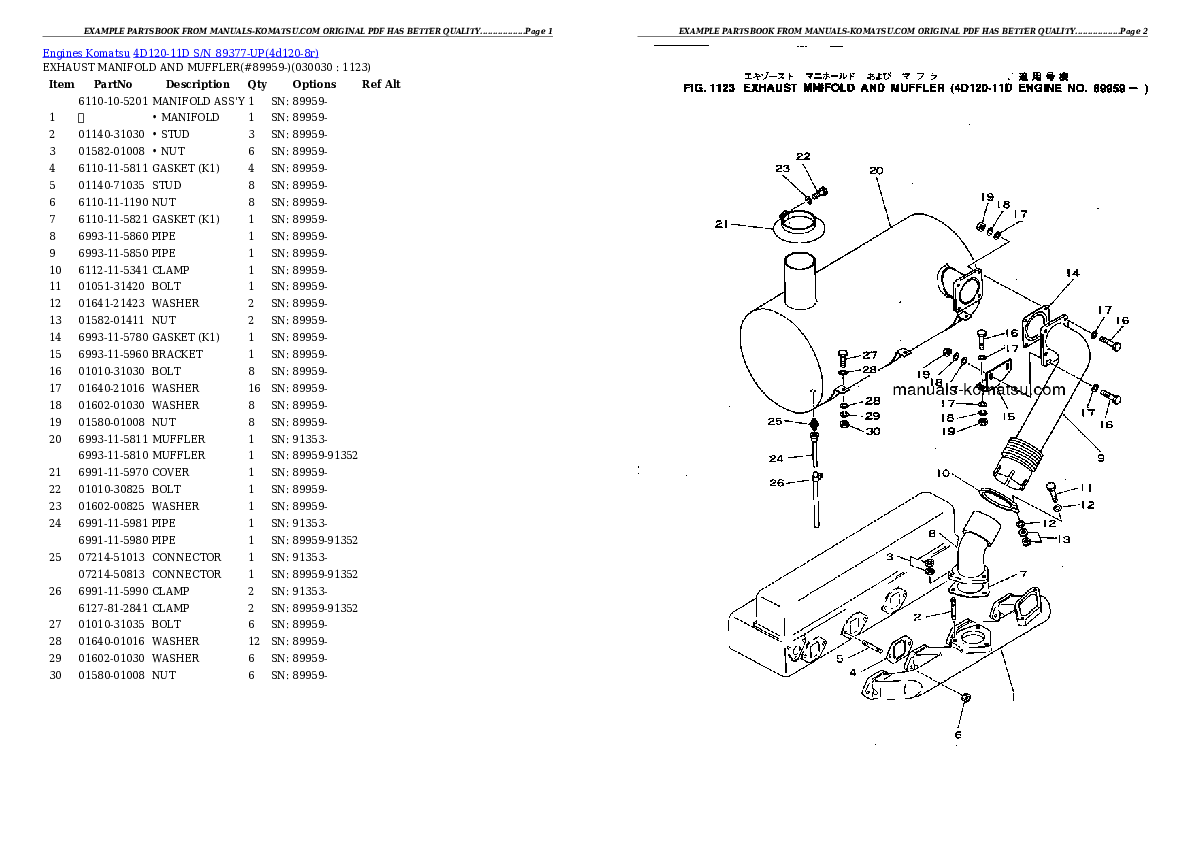4D120-11D S/N 89377-UP Partsbook