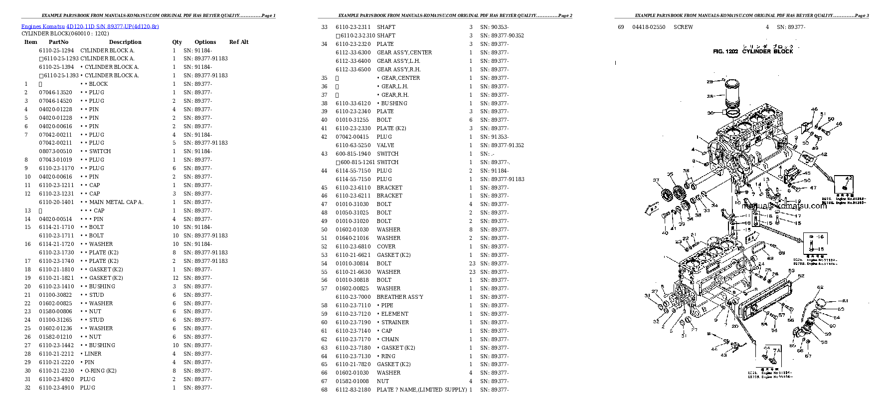 Protected: 4D120-11D S/N 89377-UP Partsbook