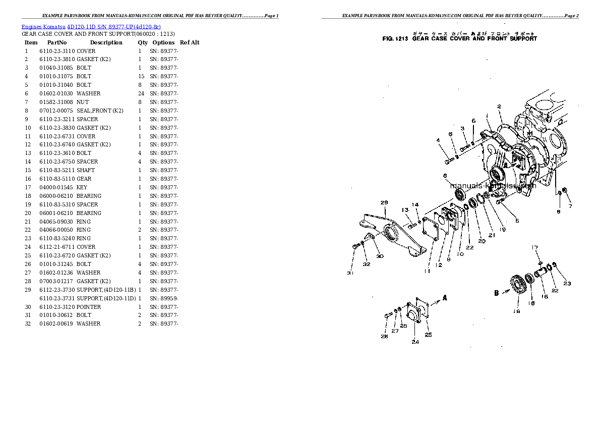 Protected: 4D120-11D S/N 89377-UP Partsbook