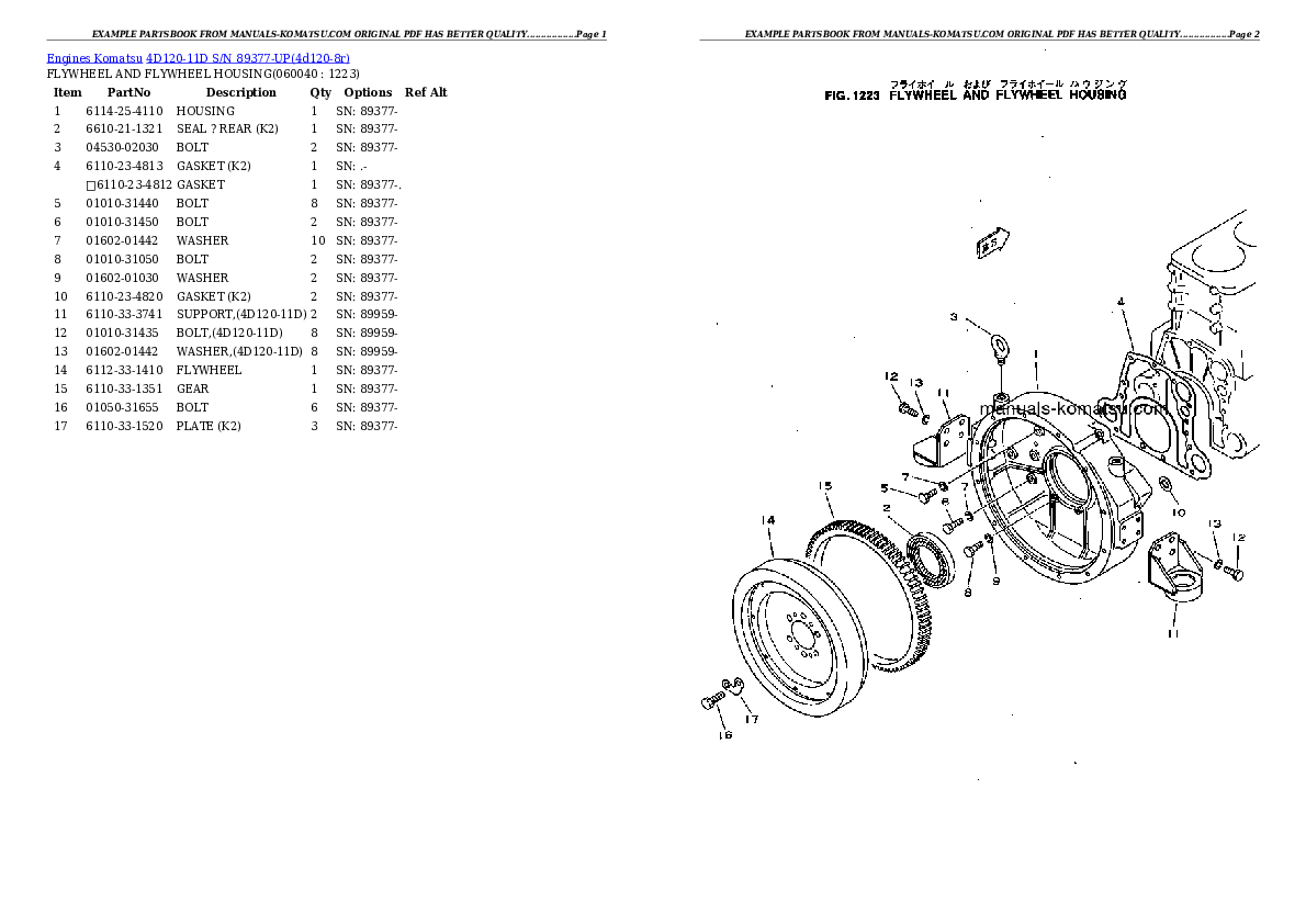Protected: 4D120-11D S/N 89377-UP Partsbook