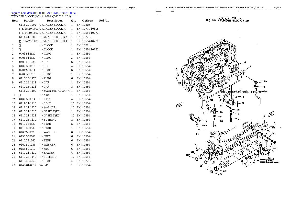Protected: 4D130-1E S/N 10544-UP Partsbook