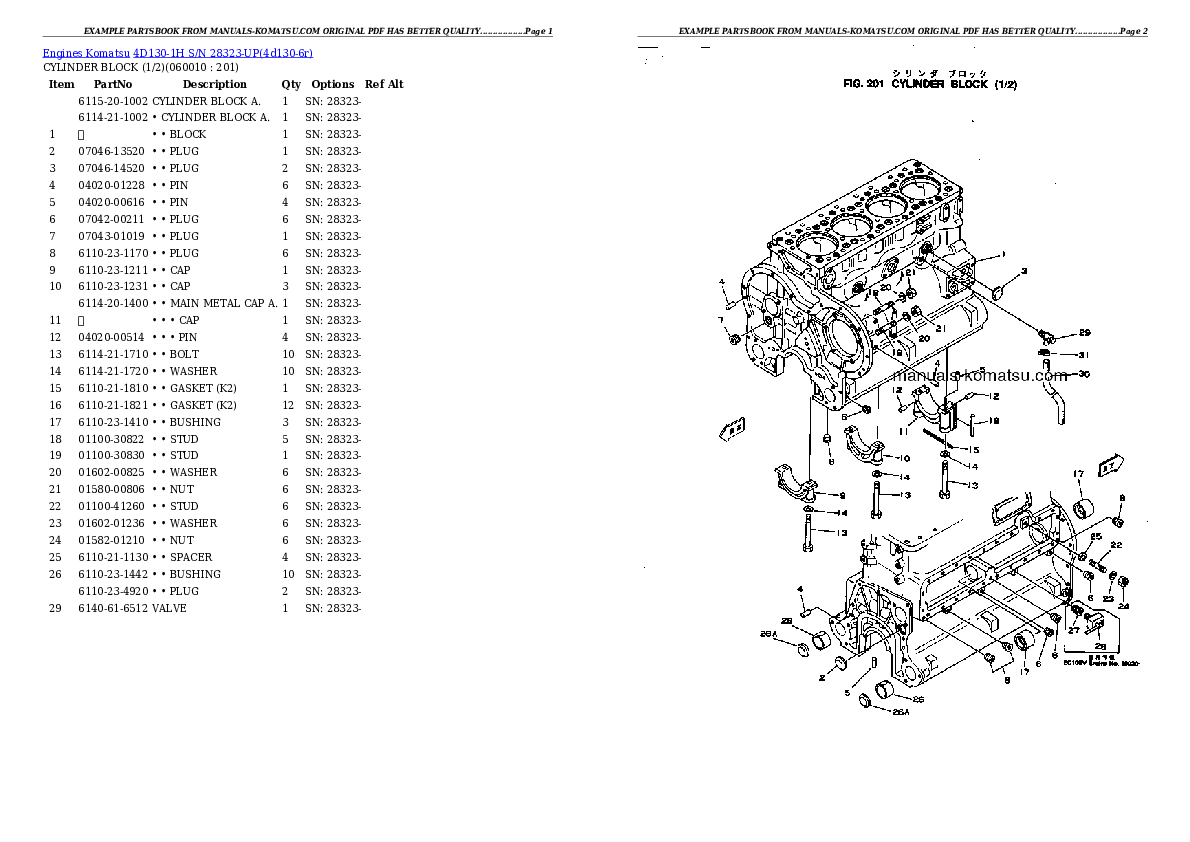Protected: 4D130-1H S/N 28323-UP Partsbook