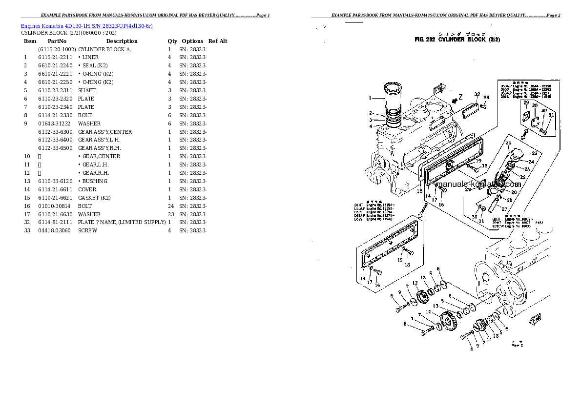 Protected: 4D130-1H S/N 28323-UP Partsbook