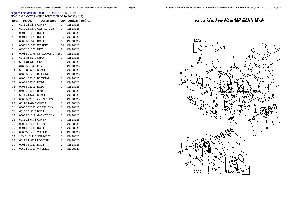 Protected: 4D130-1H S/N 28323-UP Partsbook