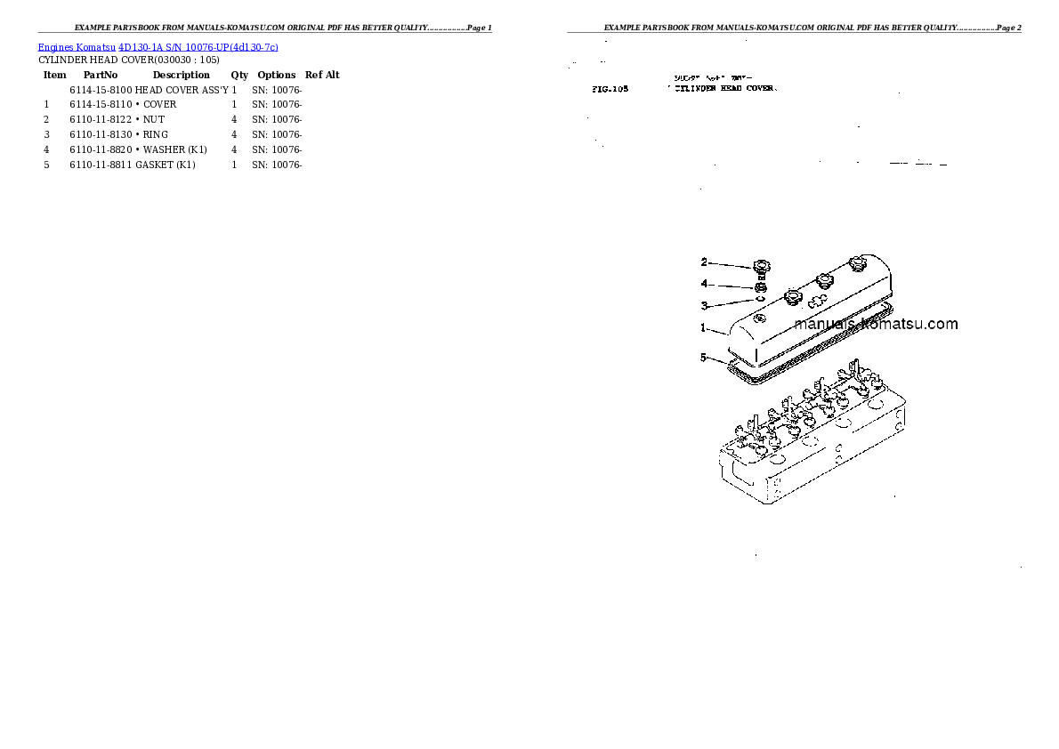 4D130-1A S/N 10076-UP Partsbook