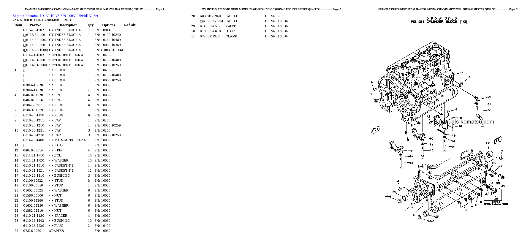 Protected: 4D130-1G-VS S/N 10030-UP Partsbook