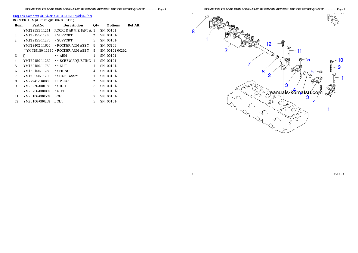 4D84-2B S/N 00000-UP Partsbook