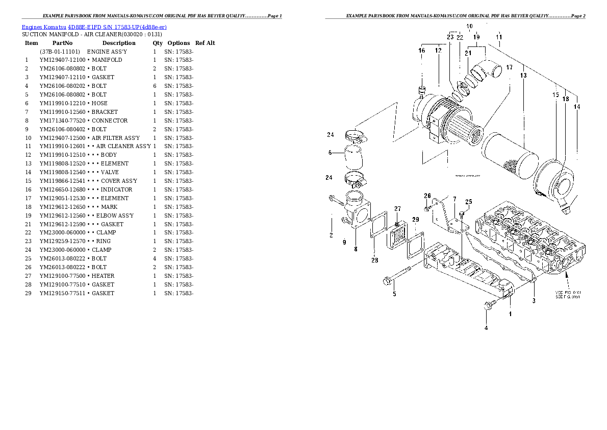 4D88E-E1FD S/N 17583-UP Partsbook