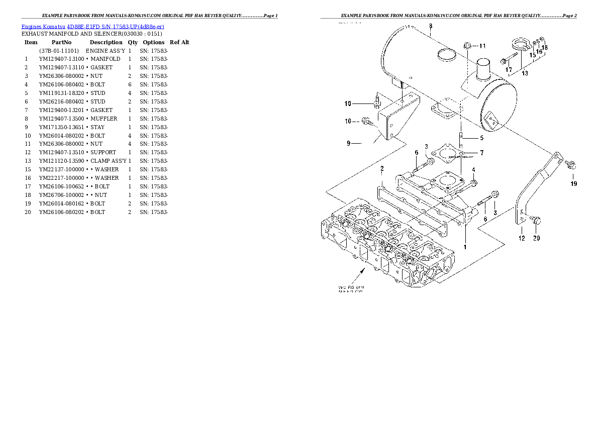 4D88E-E1FD S/N 17583-UP Partsbook