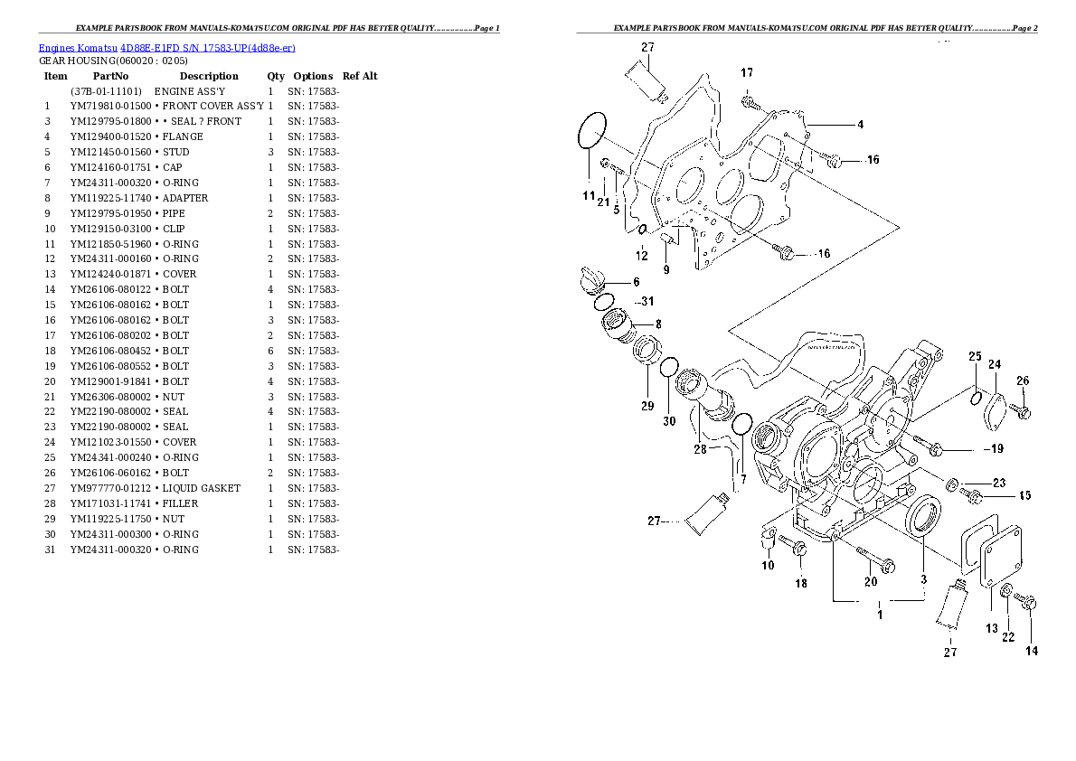 Protected: 4D88E-E1FD S/N 17583-UP Partsbook