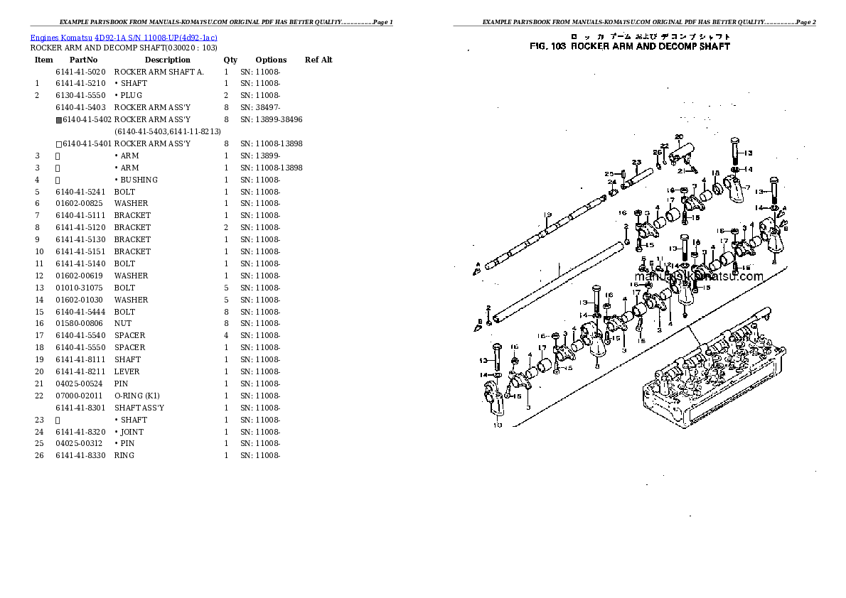 4D92-1A S/N 11008-UP Partsbook