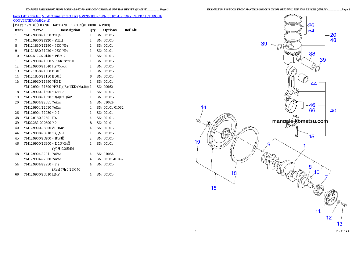 Protected: 4D92E-1BD-F S/N 00101-UP (DRY CLUTCH /TORQUE CONVERTER) Partsbook