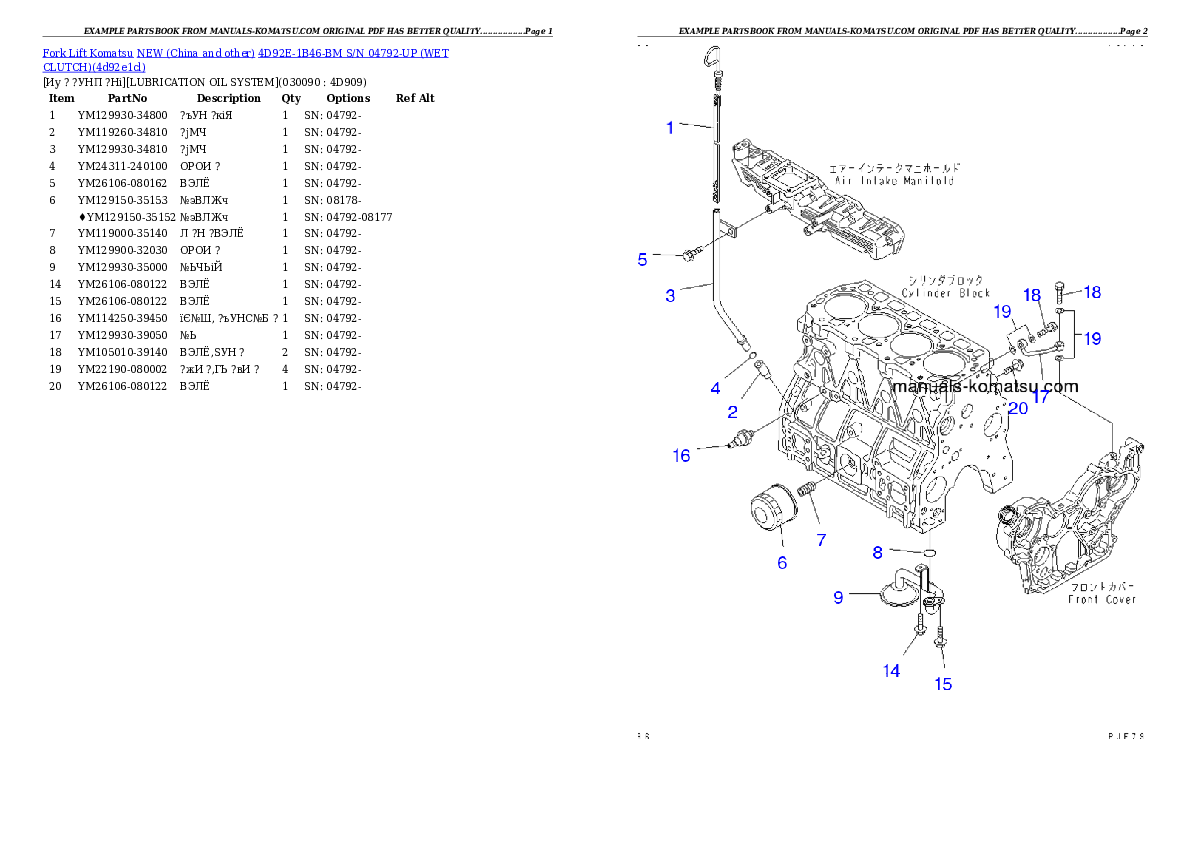 Protected: 4D92E-1B46-BM S/N 04792-UP (WET CLUTCH) Partsbook