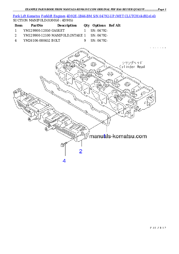 Protected: 4D92E-1B46-BM S/N 04792-UP （ｳｪｯﾄｸﾗｯﾁ） Partsbook