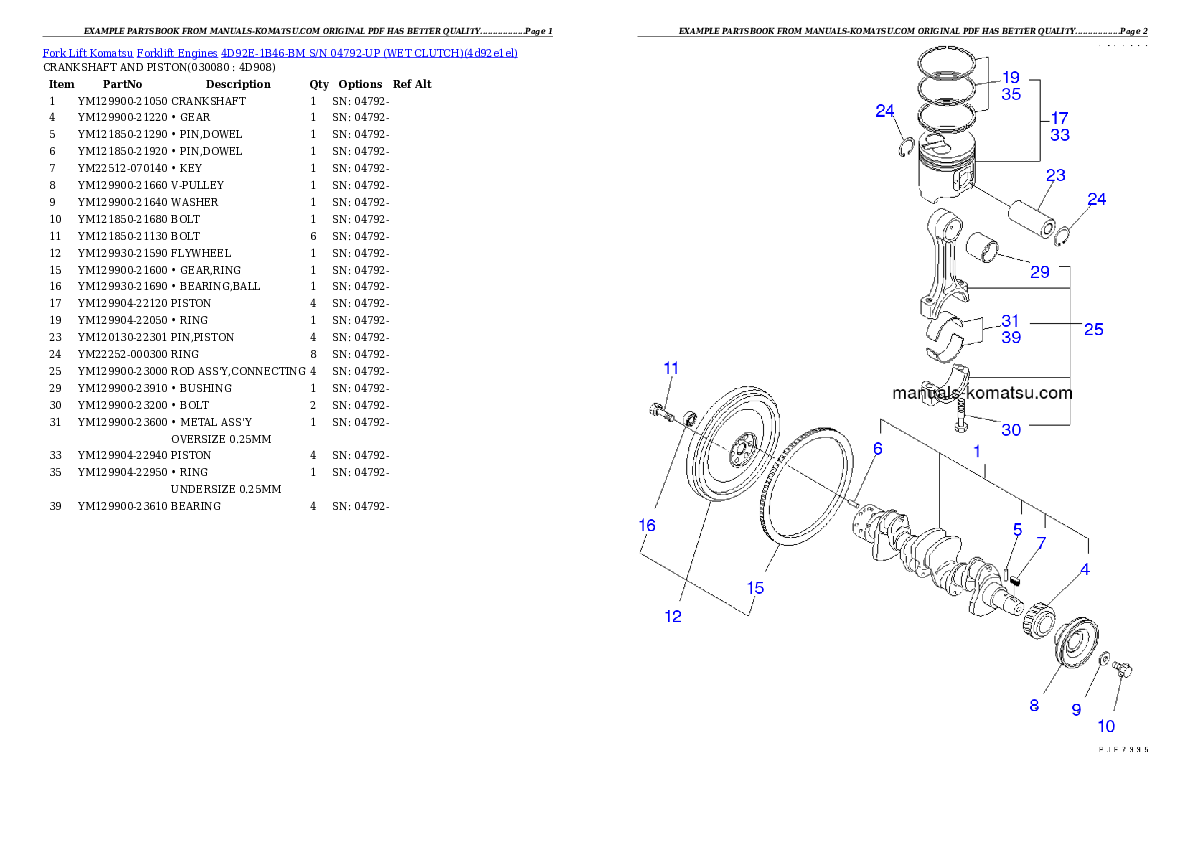 Protected: 4D92E-1B46-BM S/N 04792-UP （ｳｪｯﾄｸﾗｯﾁ） Partsbook
