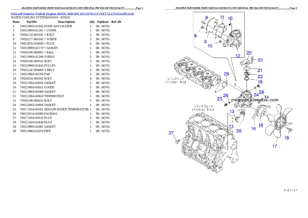 Protected: 4D92E-1B46-BM S/N 04792-UP （ｳｪｯﾄｸﾗｯﾁ） Partsbook