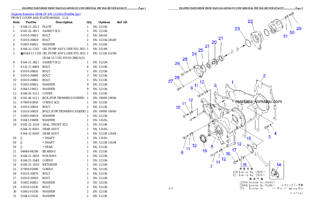 Protected: 4D94-2P S/N 12336-UP Partsbook