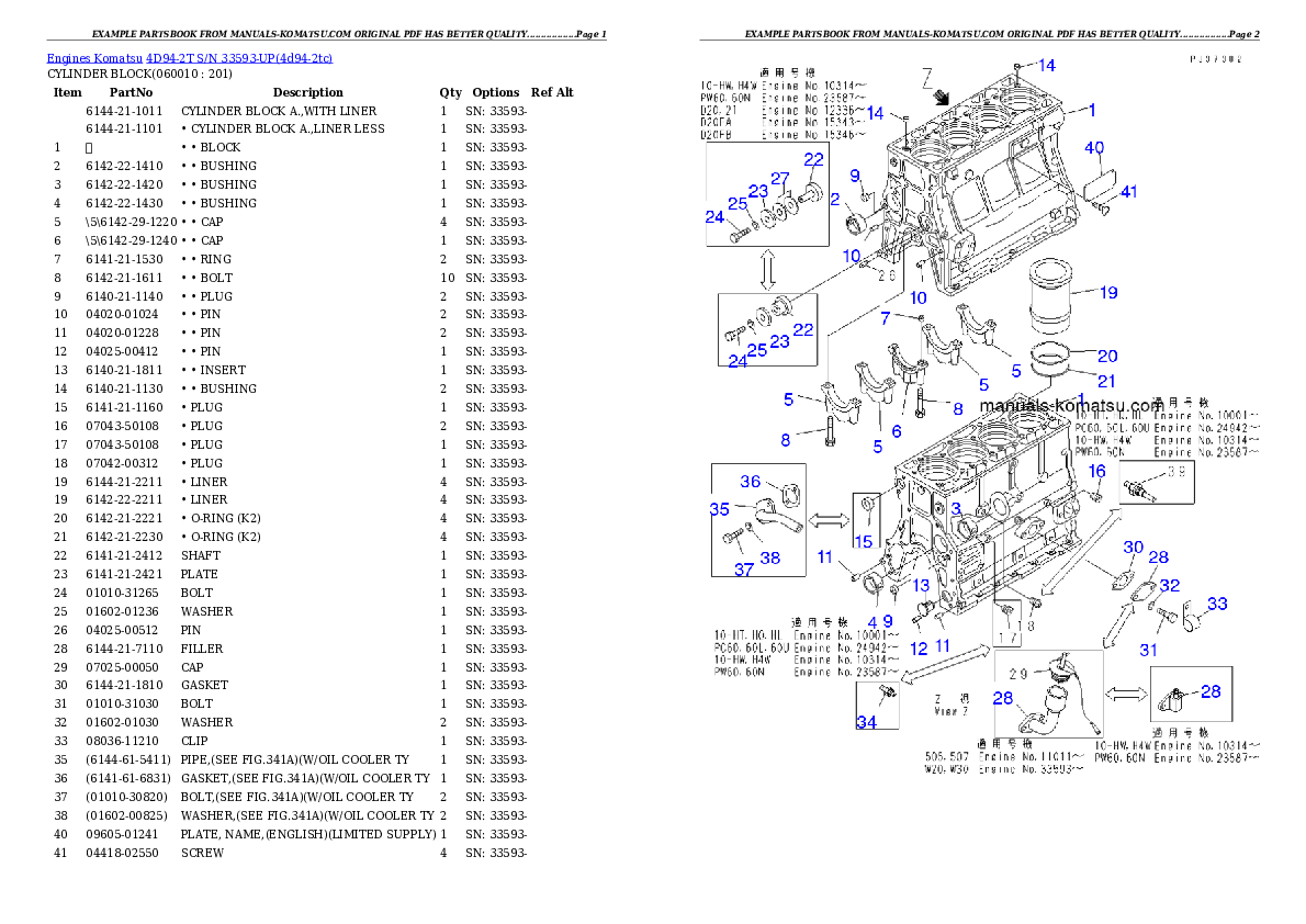 Protected: 4D94-2T S/N 33593-UP Partsbook