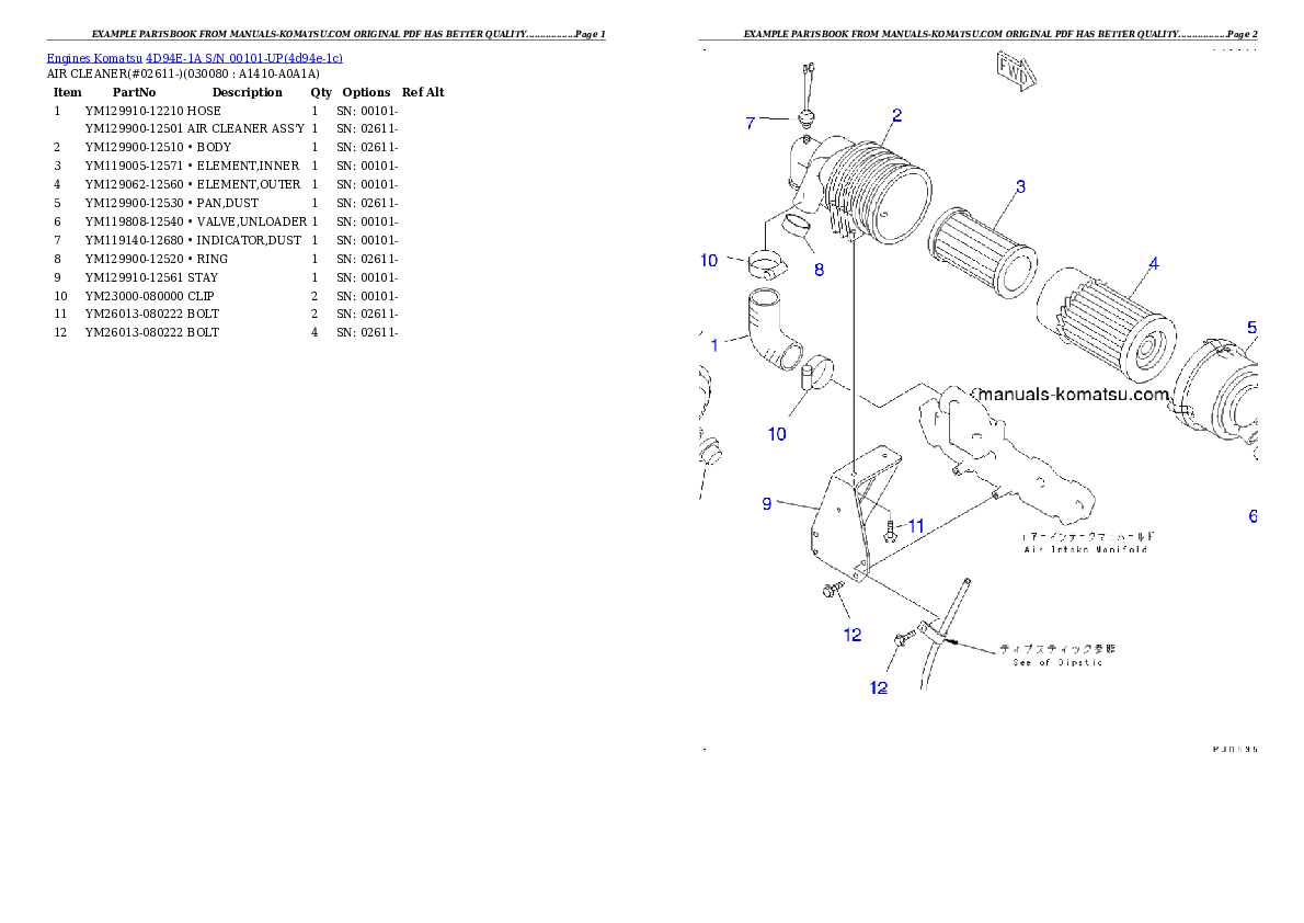 Protected: 4D94E-1A S/N 00101-UP Partsbook