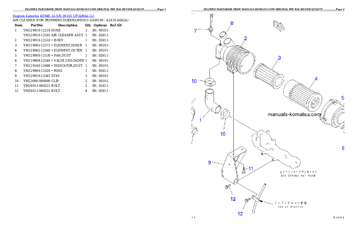Protected: 4D94E-1A S/N 00101-UP Partsbook