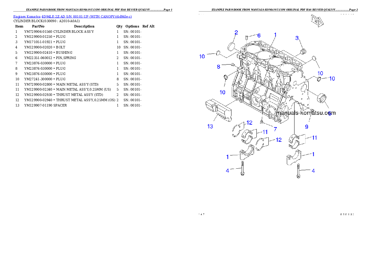 Protected: 4D94LE-2Z-AD S/N 00101-UP (WITH CANOPY) Partsbook