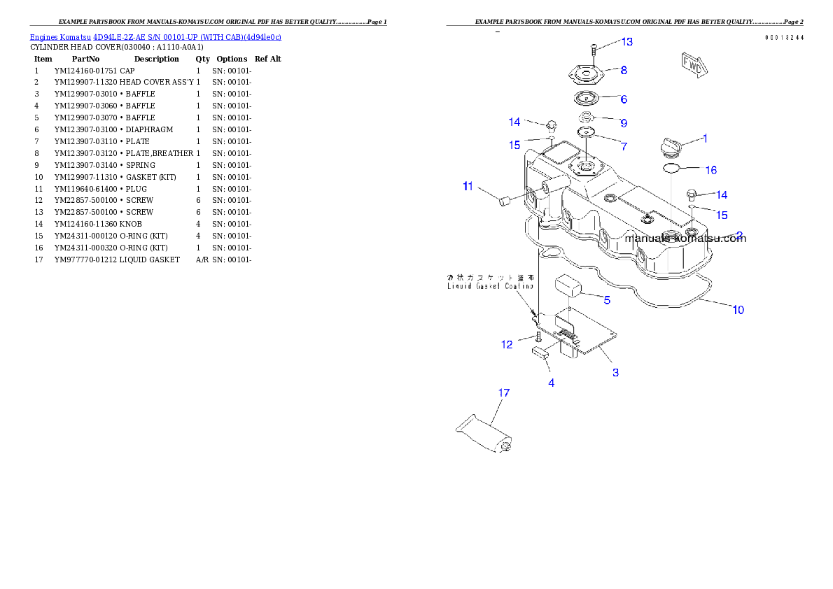 Protected: 4D94LE-2Z-AE S/N 00101-UP (WITH CAB) Partsbook