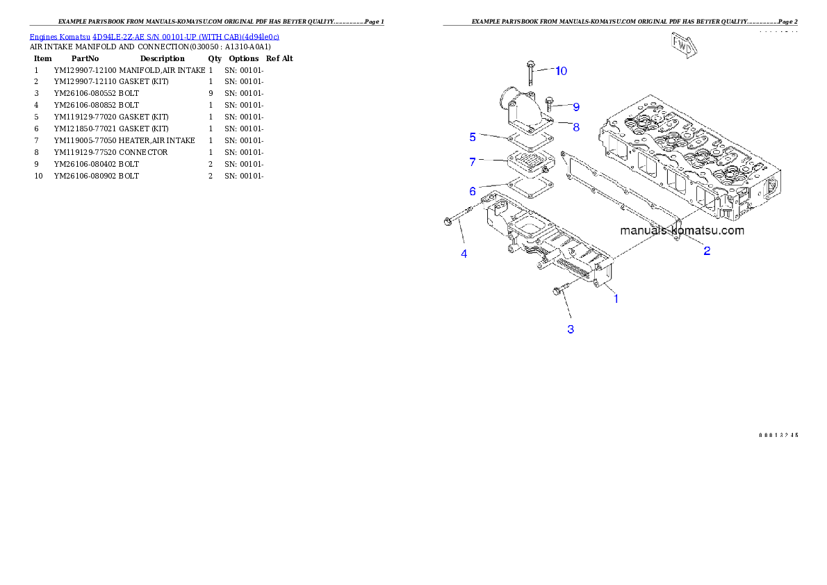 Protected: 4D94LE-2Z-AE S/N 00101-UP (WITH CAB) Partsbook