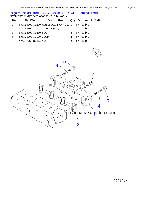 Protected: 4D94LE-2Z-AE S/N 00101-UP (WITH CAB) Partsbook