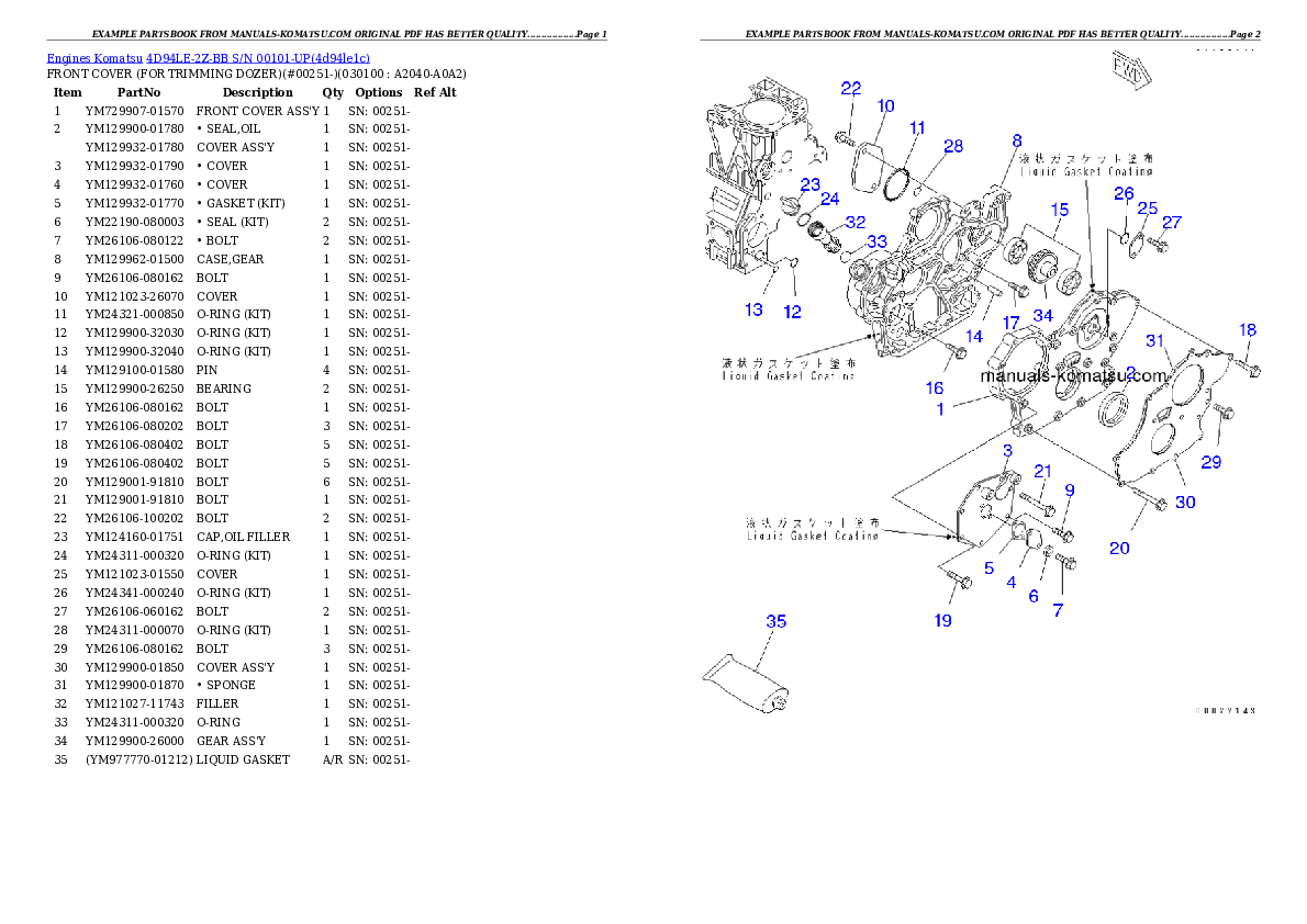 Protected: 4D94LE-2Z-BB S/N 00101-UP Partsbook