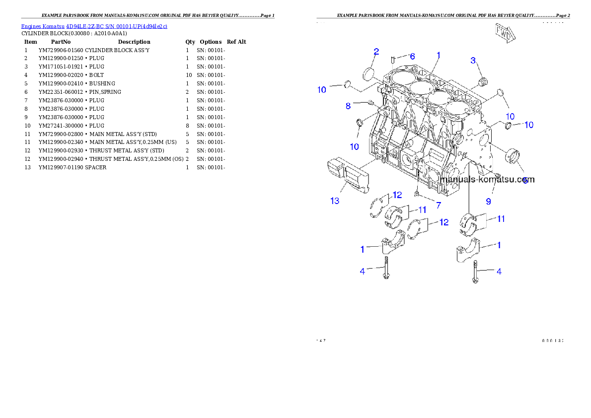 Protected: 4D94LE-2Z-BC S/N 00101-UP Partsbook