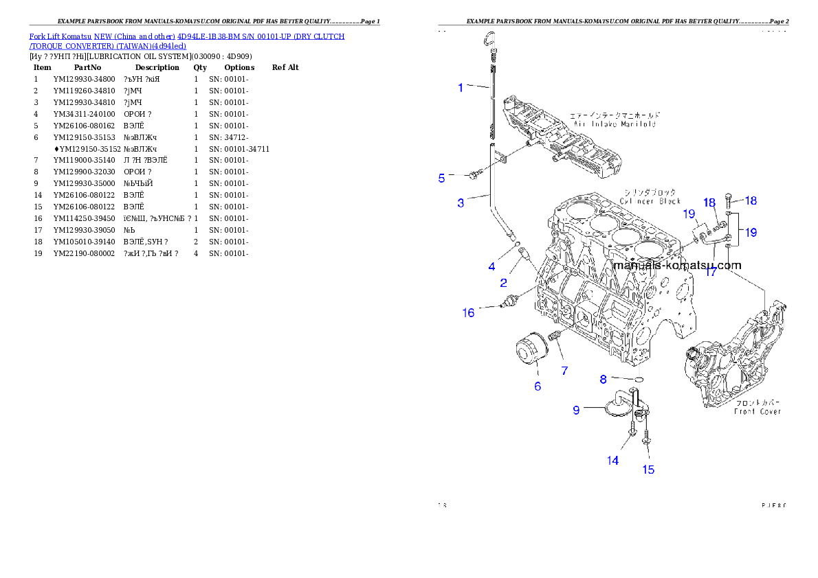 Protected: 4D94LE-1B38-BM S/N 00101-UP (DRY CLUTCH /TORQUE CONVERTER) (TAIWAN) Partsbook