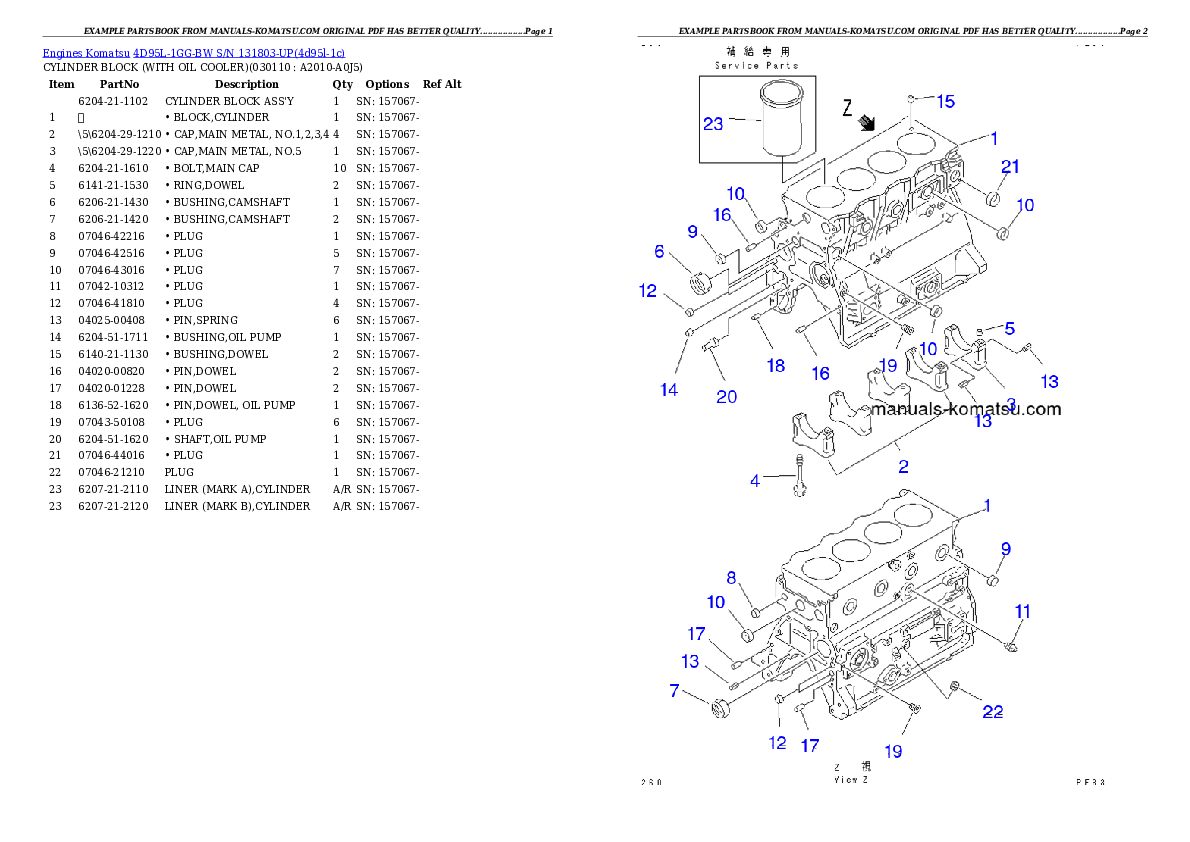 Protected: 4D95L-1GG-BW S/N 131803-UP Partsbook