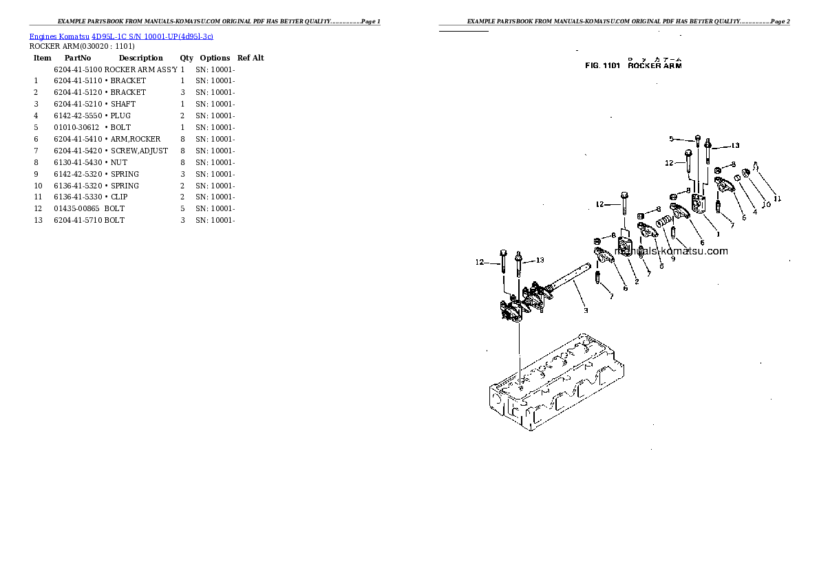 4D95L-1C S/N 10001-UP Partsbook