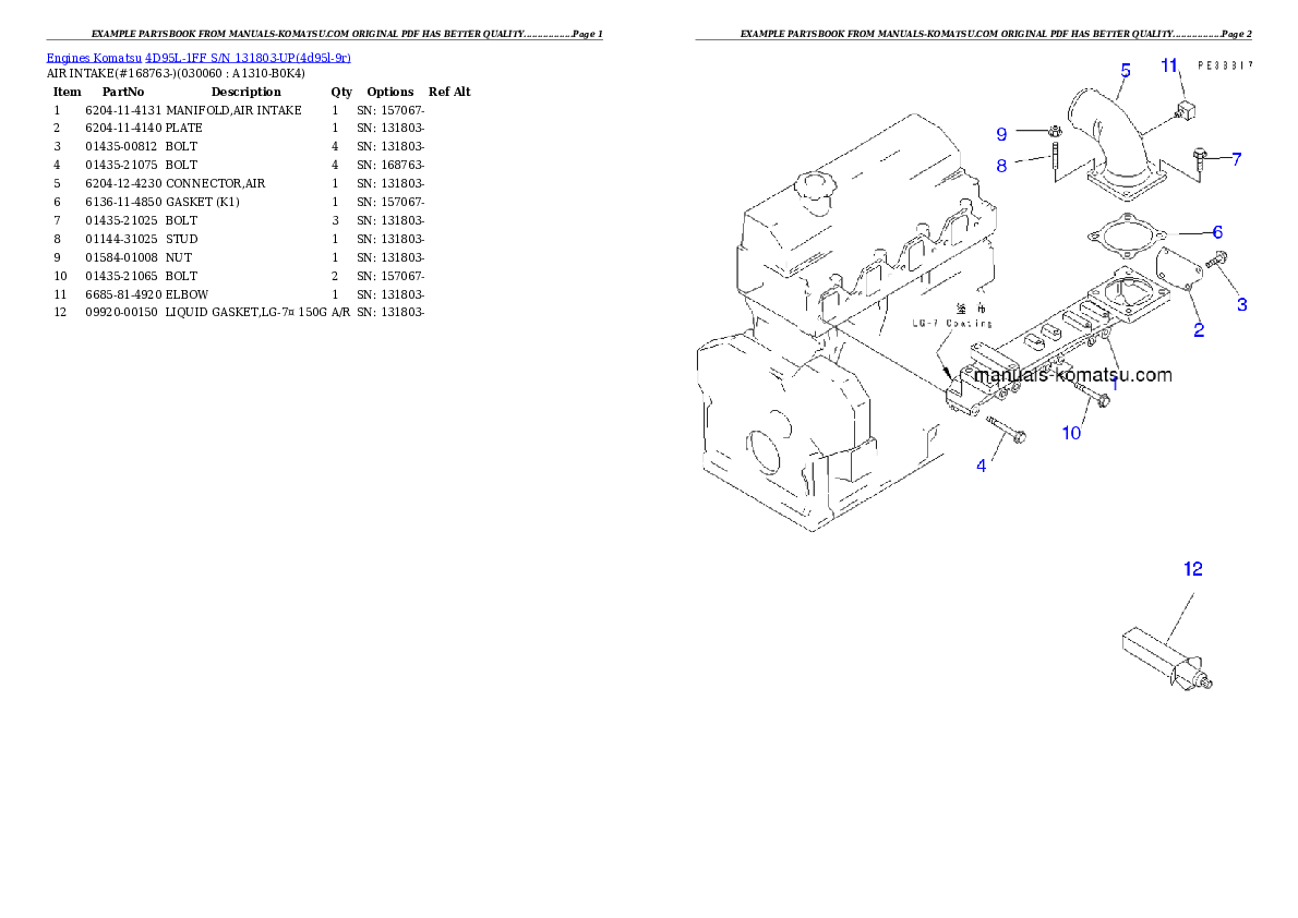 Protected: 4D95L-1FF S/N 131803-UP Partsbook