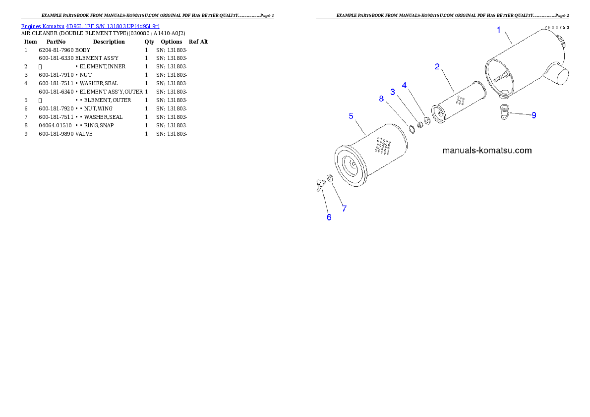Protected: 4D95L-1FF S/N 131803-UP Partsbook